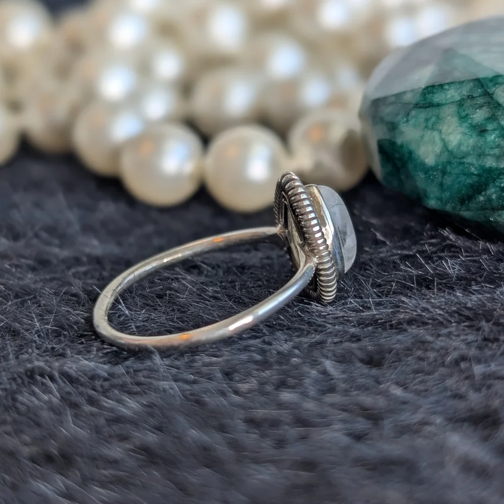 Sterling Moonstone Ring 7.5 - Everyday 925 Silver Jewelry